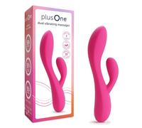 plusOne Doppio vibratore per coniglio, massaggiatore personale, 10 impostazioni di vibrazione, silicone sicuro per il corpo, impermeabile, ricaricabile tramite USB, per donne e uomini
