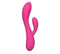 plusOne Vibratore a doppio coniglio massaggiatore personale, 10 impostazioni di vibrazione, silicone sicuro per il corpo, impermeabile, ricaricabile tramite USB, giocattolo sessuale per donne e uomini