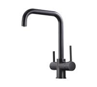 PLUSSEN 3 Vie Rubinetto Cucina Molla con Spirale e Doccetta Tira fuori estraibile per I Sistemi Osmosi Filtro L'acqua Acqua, Miscelatore Monoleva Monocomando per Lavello potabile (CFJS01-BK)