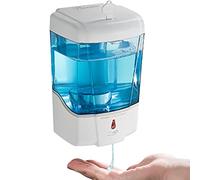PLUSSEN Dispenser di sapone da parete, dispenser automatico di disinfettante per le mani da 600 ml Gel n Liquid Touchless Commercial Dispenser di sapone da parete per bagno, bianco-600 ml
