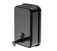PLUSSEN Dispenser di sapone da parete in acciaio inox 304, dispenser di sapone per le mani liquido/gel per bagno (Nero-1000 ml)