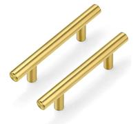 Plustool 30 maniglie per armadietti dorate, in ottone spazzolato, per cassetti e cassetti, in acciaio inox, per cucina, bagno, camera da letto, lunghezza totale 15,5 cm