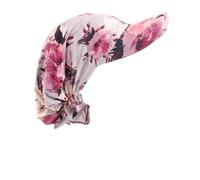 Pluto & Fox Berretto con visiera da donna fazzoletto floreale turbante con visiera Beanie Cancro Chemioterapia Chemo Oncologico Notte Perdita di Capelli, Grigio con fiore fucsia, Taglia unica