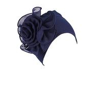 Pluto & Fox Berretto Turbante di Tessuto con Ornamento Fiore per Le Donne Beanie Capelli per Festa Matrimonio di Chemioterapia Perdita dei Capelli di Notte di Oncologia di Chemio del Cancro (Blu)