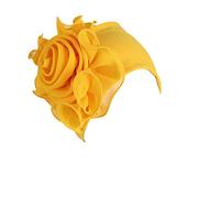 Pluto & Fox Berretto Turbante di Tessuto con Ornamento Fiore per Le Donne Beanie Capelli per Festa Matrimonio di Chemioterapia Perdita dei Capelli di Notte di Oncologia di Chemio del Cancro (Giallo)