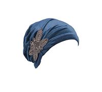 Pluto & Fox Berretto Turbante di Tessuto con Ornamento per Le Donne Beanie Capelli per Festa Matrimonio di Chemioterapia Perdita dei Capelli di Notte di Oncologia di Chemio del Cancro (Grigio, 1)