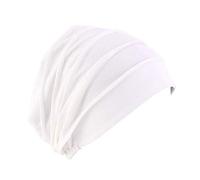 Pluto & Fox Berretto Turbante di Tessuto Cotone Colore Liscio per Le Donne Beanie Capelli per Chemioterapia Perdita dei Capelli di Notte di Oncologia di Chemio del Cancro (Bianco)