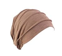 Pluto & Fox Berretto Turbante di Tessuto Cotone Colore Liscio per Le Donne Beanie Capelli per Chemioterapia Perdita dei Capelli di Notte di Oncologia di Chemio del Cancro (Caffé)