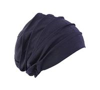 Pluto & Fox Berretto Turbante di Tessuto Cotone Colore Liscio per Le Donne Beanie Capelli per Chemioterapia Perdita dei Capelli di Notte di Oncologia di Chemio del Cancro (Blu Scuro)