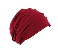 Pluto & Fox Berretto Turbante di Tessuto Cotone Colore Liscio per Le Donne Beanie Capelli per Chemioterapia Perdita dei Capelli di Notte di Oncologia di Chemio del Cancro (Rosso)