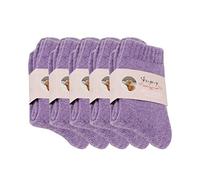 Pluto & Fox Calze Calzini Di Donne Termico Spesso Caldo Colore Liscio Altezza Caviglia Pacco De 5 Paia Per Inverno Autunno O Lavori Duri Taglia 35-40 (Viola, 36-40)