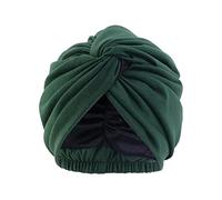 Pluto & Fox Cappello Beanie di tela Turbante per testa con nastro in gomma da donna per Dormir Cancro Quimioterapia Chemo Oncologico Notte Perdita di capelli capelli, Verde, 56/58 cm