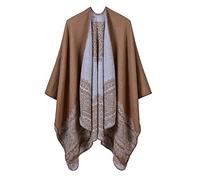 Pluto & Fox Poncho Invernale Donna Scialli Di Lana Con Disegno Retrò Grande Cappotto Sciarpa Tartan Cashmere Pashmina (Beige, 130cm*150cm)