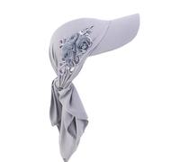 Pluto & Fox Turbante Donna Cappello con Visiera Fazzoletto con Ornamento Fiore Cappelli da Baseball da Sole (IT, Testo, Taglia Unica, Grigio)