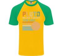 Pluto Mai Forget Spazio Planet Astronomia DA UOMO S/S Baseball T-Shirt
