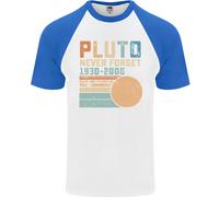 Pluto Mai Forget Spazio Planet Astronomia DA UOMO S/S Baseball T-Shirt