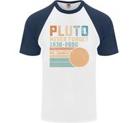 Pluto Mai Forget Spazio Planet Astronomia DA UOMO S/S Baseball T-Shirt