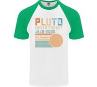 Pluto Mai Forget Spazio Planet Astronomia DA UOMO S/S Baseball T-Shirt