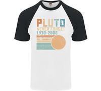 Pluto Mai Forget Spazio Planet Astronomia DA UOMO S/S Baseball T-Shirt