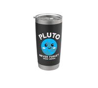 Plutone non dimenticare mai Kawaii Planet Science Geek testo bianco Bicchiere termico in acciaio inox doppia parete