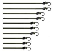 Pluvios, Corde elastiche resistenti con ganci, confezione da 10, misure assortite, multiuso per cinghie per bagagli, auto, resistenti alle intemperie e ai raggi UV, antiurto, con clip