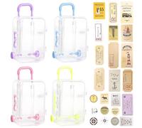 Pluvyze 4 salvadanaio, mini valigia, confezione regalo, in miniatura, come regalo di denaro, simulazione, valigia da viaggio, salvadanaio, cassa da viaggio per regalare denaro per il viaggio con