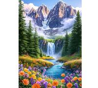 plversi Kit fai da te 5D per pittura con diamanti con montagna innevata, completo per adulti e principianti, arte del fiume per la decorazione della parete della casa