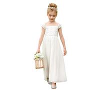 PLWEDDING Chiffon A-line abito da ragazza floreale prima comunione abiti per bambini compleanno matrimonio abiti da festa