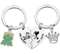 PLwelth Portachiavi con principessa rana per donne e uomini, portachiavi carino per coppie, portachiavi personalizzato per chiave auto, zaino, portafoglio, accessorio per amicizia, regali per lei,