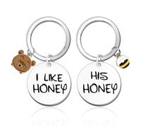 PLwelth Set di portachiavi a forma di miele per coppie, portachiavi a forma di orso carino, accessori per fidanzato, fidanzata, marito, moglie, chiavi auto, zaino, regali personalizzati per lei, San