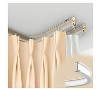 PLWUPE Binario per Tenda Flessibile E Pieghevole, Bastone per Tenda da Soffitto Doppio, Regolabile a Forma di L Curva, A Forma di U, Montaggio a Soffitto O a Parete(Champagne,150cm/4.92ft (2 * 75cm))