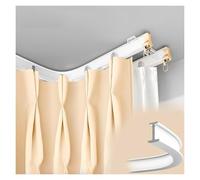 PLWUPE Binario per Tenda Flessibile E Pieghevole, Bastone per Tenda da Soffitto Doppio, Regolabile a Forma di L Curva, A Forma di U, Montaggio a Soffitto O a Parete(Bianco,150cm/4.92ft (2 * 75cm))
