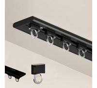 PLWUPE Binario per Tenda Singolo con Montaggio A Soffitto, Bastone per Tenda in Alluminio, Asta for Tende Divisorie per Stanze, Binari per Tende Soffitto UltraSottili(Nero,115cm/3.77ft)