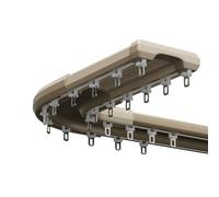 PLWUPE Scorrevole Binario per Tende Bastone per Tenda Pieghevole a Forma di L e U e S Binari Doppio per Tenda da Soffitto Divisoria con Angoli a 90° Asta per Tenda Doccia(Champagne,630cm(6 * 105cm))