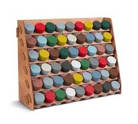 Plydolex Organizer per vernici Tamiya con 54 fori per set di pittura in miniatura, montaggio a parete, in legno, supporto per pittura artigianale 40,6 x 13,2 x 32 cm
