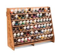 Plydolex Vallejo - Scaffale per pittura con 72 fori per kit di pittura in miniatura, supporto da parete in legno per fai da te, 40,6 x 13,2 x 32 cm, colore marrone