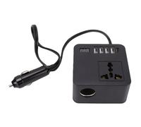 Plyisty Car Power Inverter 300W Peak con 4 USB 1 Tipo C Porte e Display LED | Convertitore di per veicoli con presa accendisigari, presa universale, ricarica rapida per la maggior parte dei veicoli