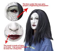 Plyisty Copertura per il Viso di Donna Spaventosa con Parrucche di Capelli Lunghi per Oggetti di Scena Cosplay per Feste Inquietanti di Halloween per Adulti, Materiale in Lattice