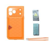 Plyisty Custodia per Telefono Impermeabile IP68, Protezione Completa del Corpo a 360 Gradi, Copertura Rigida Anti-spionaggio Antiurto, con Slot per Schede Magnetico Integrato e Specchio (ORANGE)