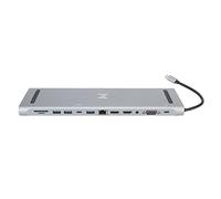 Plyisty Docking Station per Laptop USB C 12 in 1, Risoluziere 4K 30Hz, Tipo Di Supporto - Interfaccia Multimediale da C a Hd*2, VGa, 100mb/s Rj45, USB3.0, USB2.0 * 2, USB -, Audio3.5, (GREY)