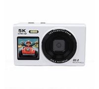 Plyisty Fotocamera Digitale 5K, Fotocamera per Vlogging con Messa a Fuoco Automatica a Doppio Schermo da 80 MP con Zoom Digitale 18X, Flash Intelligente, WiFi, per Fotografia, YouTube, (WHITE)
