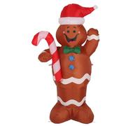Plyisty Gingerbread Man Gonfiabile, Poliestere di Inflazione Rapida Sensibile Che Soffia Uomo di Facile Configurazione Carina 4,92 Piedi per Prato (Plug 220v)