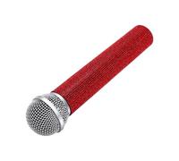 Plyisty Giocattolo con Microfono con Prop Finto (rosso) | con Brillantini Scintillanti, Plastica, Leggero per Discorsi, Spettacoli Teatrali, Feste, KTV, Natale