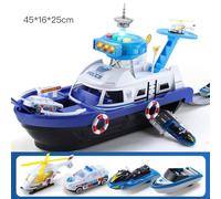 Plyisty Giocattolo Educativo per Bambini Modello di Barca Nave con Auto Aereo Puzzle Giocattoli di Addestramento Dell'Intelligenza per lo Sviluppo dei Bambini, Giocattoli di Nave in Plastica con Più