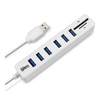 Plyisty Hub USB, Splitter USB 2.0 a 3 o 6 Porte con Lettore di Schede SD TF, Plug and Play per Computer Portatile (WisoqueqXK-W-8)