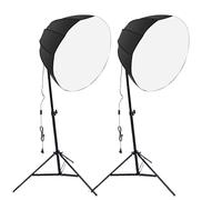 Plyisty Kit 2 Set Luci Fotografiche, Lampadina a Risparmio Energetico da 85 W con Telecomando, luminosità Regolabile in 3 Colori, Softbox su 12 Lati da 60 Cm, Testa Rotante a 210° (Spina europea)