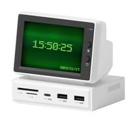 Plyisty Mini Schermo USB IPS da 3,5 Pollici con Hub USB C, Monitor Dati RAM HDD CPU PC, Schermo di Visualizzazione Testi da Scrivania, Mini Monitor per PC