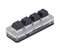 Plyisty Mini Tastierino a 4 Tasti, Tastiera Gioco Meccanica con una Sola Mano, Tastiera Programmabile Cablata USB C, Interruttore Rosso, con Luce RGB