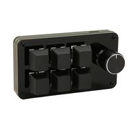 Plyisty Mini Tastierino a 6 Tasti con Manopola, Programmazione Macro, Sostituibile a Caldo, Tastiera Meccanica con Interruttore Blu per Giochi di Lavoro, Connessione Cablata, Separazione