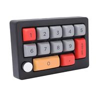 Plyisty Numpad Meccanico con 12 Manopole Programmabili, Tampone Numero Cablato USB Retroilluminato RGB, Controllo Manopola di Supporto in Tastiera Numerica (BLACK)